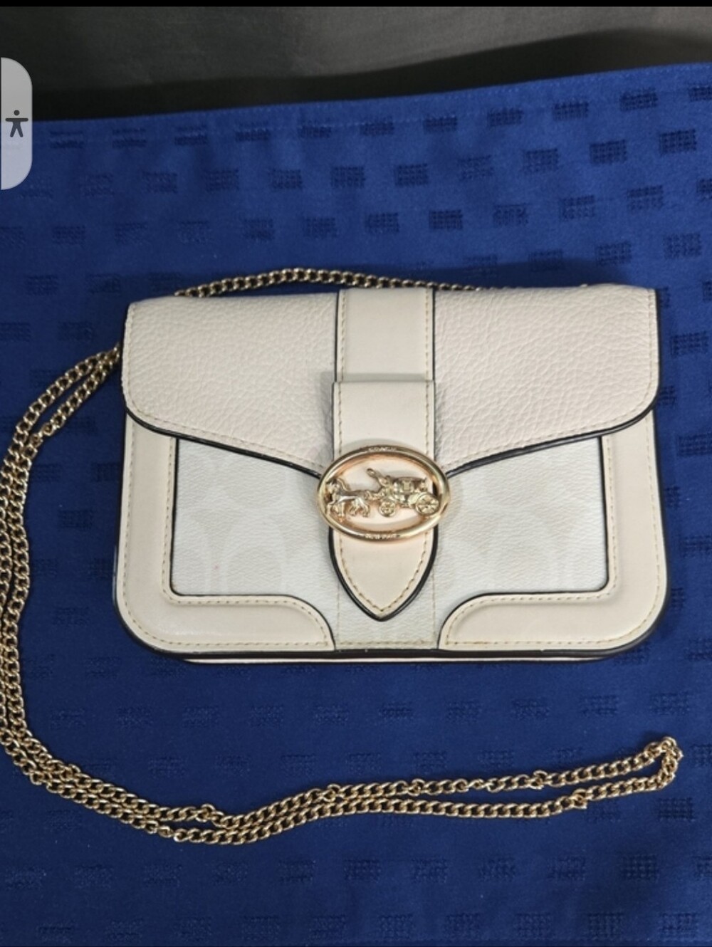 Coach Gorgie Cream Leather Crossbody with Gold Chain & Horsebit Accent - Picture 15 of 15